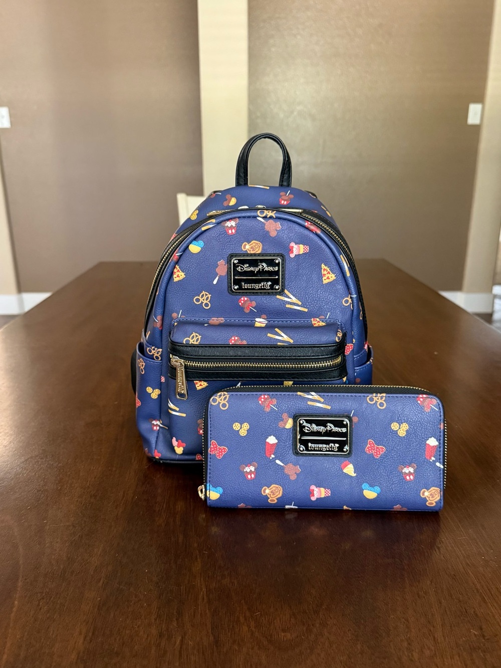 Loungefly Disney Parks Snacks Mini Backpack and Matching Wallet